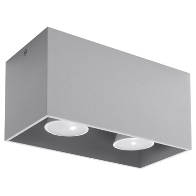 Quad Maxi Aluminium Grey 2 Light Classic Ceiling Light