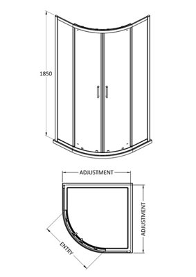 Quadrant 6mm Toughened Safety Glass Shower Enclosure - 900mm x 900mm - Chrome