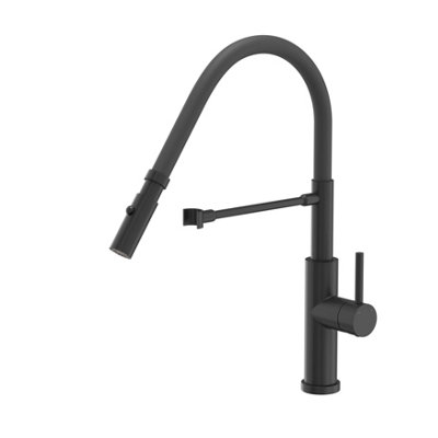 Quadron Andy Pure Black kitchen tap with flexible spout and spray