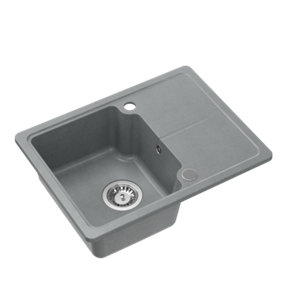 Quadron Baby Johnny super compact kitchen sink with small drainer to fit 40cm cabinet, Silver Stone GraniteQ material