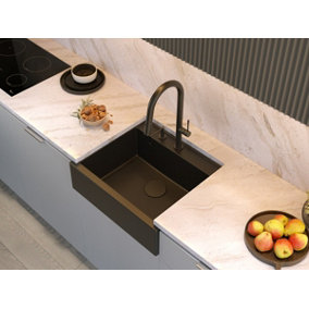 Quadron Bill 110 Pure Black GraniteQ 600mm butlers kitchen sink