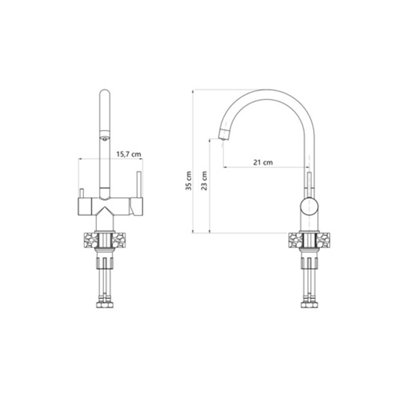 Quadron Caren 3-Way Filter tap Gold, Nano PVD stainless steel material