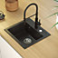 Quadron Johnny 110 kitchen sink bowl, 500mm to fit 50cm cabinet, inset Black GraniteQ material
