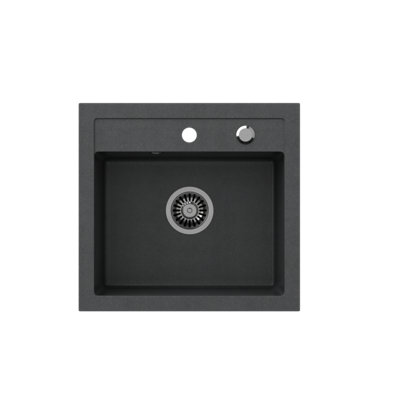 Quadron Johnny 110 kitchen sink with draining basket, 500mm to fit 50cm cabinet, inset Black GraniteQ material