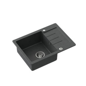 Quadron Johnny 116 Compact kitchen sink with small drainer to fit 45cm cabinet, Black GraniteQ material