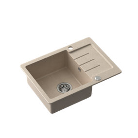 Quadron Johnny 116 Compact kitchen sink with small drainer to fit 45cm cabinet, River Sand GraniteQ material