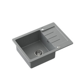 Quadron Johnny 116 Compact kitchen sink with small drainer to fit 45cm cabinet, Silver Stone GraniteQ material