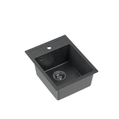 Quadron Johnny 90 compact kitchen sink bowl, 390mm to fit 40cm cabinet, inset Black GraniteQ material