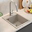 Quadron Johnny 90 compact kitchen sink bowl, 390mm to fit 40cm cabinet, inset River Sand colour GraniteQ material
