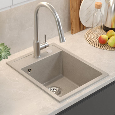 Quadron Johnny 90 compact kitchen sink bowl, 390mm to fit 40cm cabinet, inset River Sand colour
