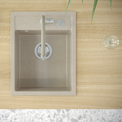 Quadron Johnny 90 compact kitchen sink bowl, 390mm to fit 40cm cabinet, inset River Sand colour