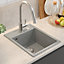 Quadron Johnny 90 compact kitchen sink bowl, 390mm to fit 40cm cabinet, inset Silver Stone GraniteQ material