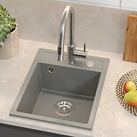 Quadron Johnny 90 compact kitchen sink bowl, 390mm to fit 40cm cabinet, inset Silver Stone