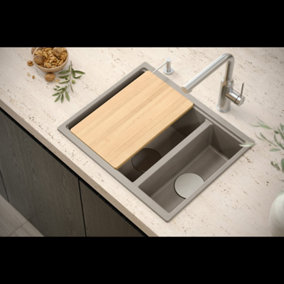 Quadron Logan 151 Workstation Sink 1.5 Bowl, Grey GraniteQ material