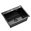 Quadron Luke 110 PVD Black Steel Workstation Sink, with matching accessories