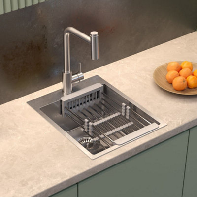Quadron Russel 90 Compact Kitchen Sink, with draining basket, to fit ...