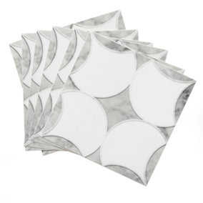 Quadrostyle Carrera Marble Wall Tile and Furniture Vinyl Stickers 15cm(L) 15cm(W) pack of 6