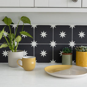Quadrostyle Starry Night Black Wall Tile and Furniture Vinyl Stickers 15cm(L) 15cm(W) pack of 6