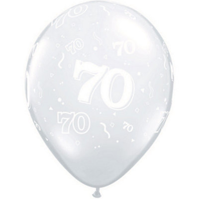 Qualatex 11 Inch 70th Birthday Latex Balloons (50 Pack) Clear (27.9cm)