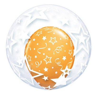 Qualatex 24 Inch Single Stylish Star Pattern Bubble Balloon Clear (One ...
