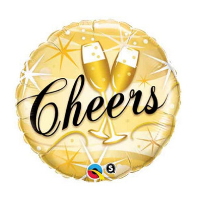 Qualatex Foil Balloon with Cheers Starbursts Design Gold (One Size)