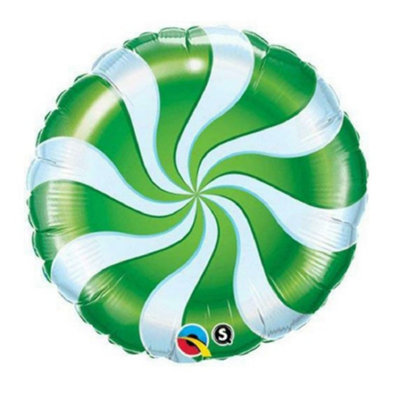Qualatex Foil Balloon with Festive Candy Swirl Design Green/White (One ...
