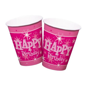 Qualatex Happy Birthday Party Cup (Pack of 8) Pink (One Size)