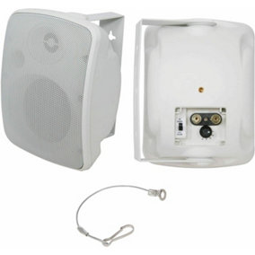 QUALITY 4" 40W White Outdoor Garden Speaker - 100V & 8ohm - IP44 Wall / Background