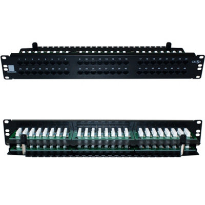 Cat5e Patch Panel, 2U 48 Port, Rack Mount 