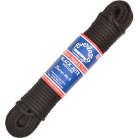 Quality Everlasto Plaited Black Jute Sash Cord (No.4-6MM) Various Lengths (10M)