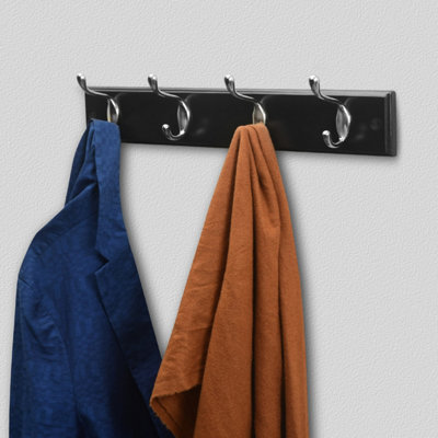 Quality Heavy Duty 4 Double Coat Hooks Wall Or Door Mountable in