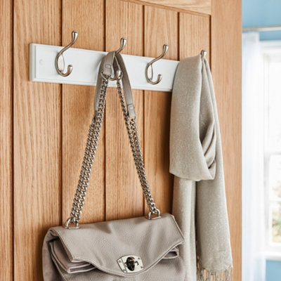 Coat Rack Wall Mounted - 6 Double Hooks, Heavy Duty, Stainless Steel, Metal Coat  Hook Rail for