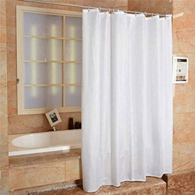 Quality XL Large Extra Long Wide Ice White Polyester Shower Curtain (W 220cm x D 180cm) (W 220 x D 180)