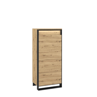 Quant 07 Stylish Highboard Cabinet (H1400mm x W600mm x D410mm) with LED Lighting - Perfect Living Room Storage Solution