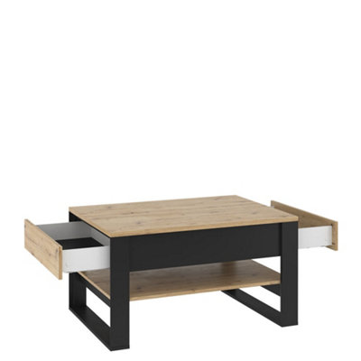 Quant 09 Modern Coffee Table with Drawers and Shelf (W)1000mm (H)550mm (D)700mm