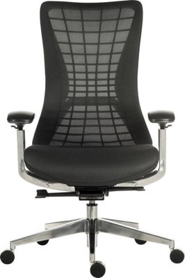 Quantum Luxury Mesh Executive Chair Black Frame with automatic weight tension control and brushed aluminium components