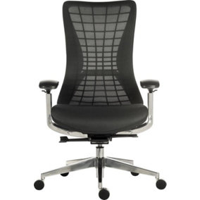 Quantum Luxury Mesh Executive Chair Black Frame with automatic weight tension control and brushed aluminium components