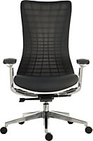 Quantum Luxury Mesh Executive Chair White Frame with automatic weight tension control and brushed aluminium components