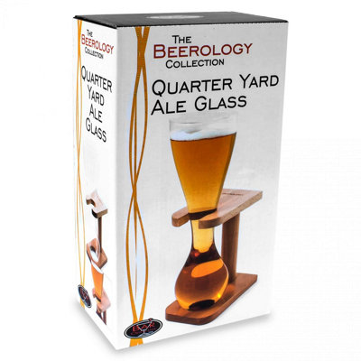 Verre à Bière Quarter Yard Avec Support Bois - Verre Long En Borosilicate 400ml - Cadeau Original