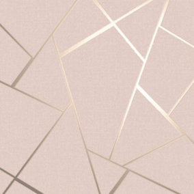 Quartz Blush Pink & Gold Apex Geometric Wallpaper FD42682