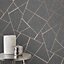 Quartz Fractal Wallpaper Charcoal and Copper Fine Decor FD42283