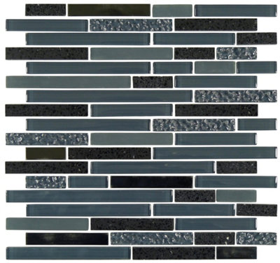 Quartz Linear Black Mosaic Tile Sheet