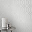 Quartz Trellis Geometric Wallpaper Silver and Grey Fine Decor FD42304