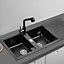 Quartz Undermount Double Bowl Kitchen Sink with Drainboard 1160x500mm