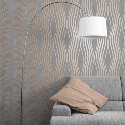 Quartz Wave Wallpaper Copper Fine Decor FD42568