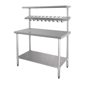 Quattro 1200mm Wide Stainless Steel Chef's Food Prep Table with GN Pan Holder