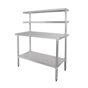 Quattro 1500mm Wide Stainless Steel Chef's Food Prep Table with Overshelves