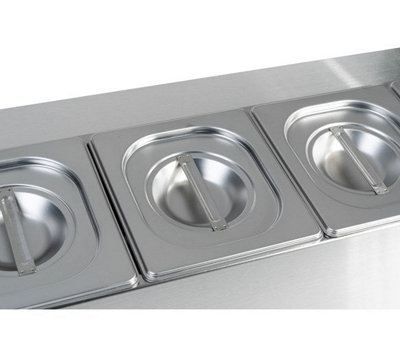 Quattro Prep Station GN Pan Holder 8 x 1/6 GN Pans & Lids