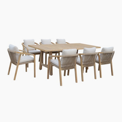 Quay 8 Seat Rectangular Dining Set In Linen