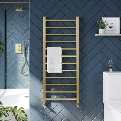 Qube Brushed Brass 800 x 500 Bathroom Radiator